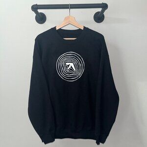 Black White Aphex Twin Repeat Logo AFX Richard James Crewneck Sweatshirt
